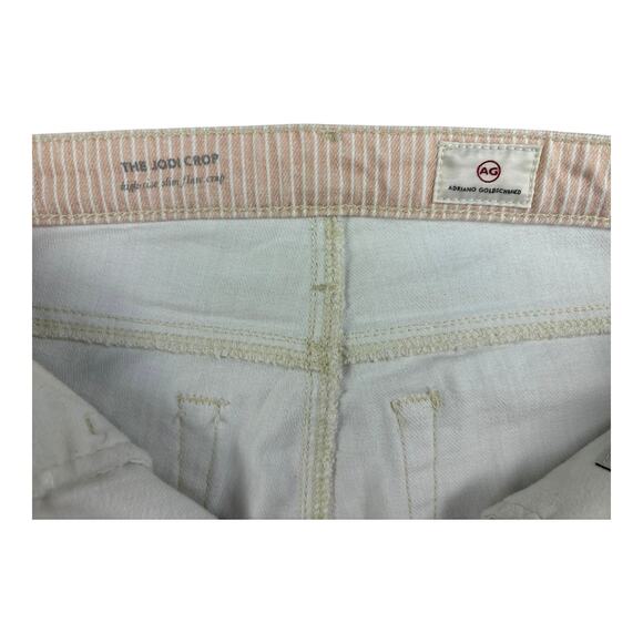 AG Adriano Goldschmied The Jodi Crop High Rise Slim Flare Jeans 27R Tan Striped - Picture 3 of 11